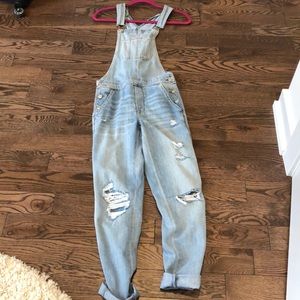 American Eagle Distressed Overalls